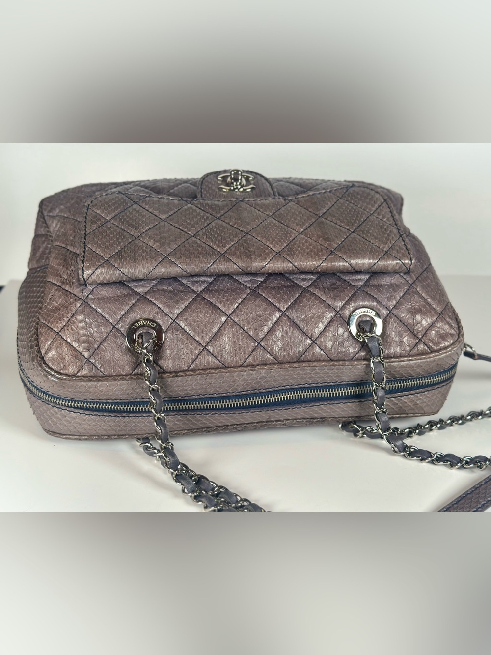 Authentic Python Chanel Metallic Large Shoulder Bag - Picture 12 of 16